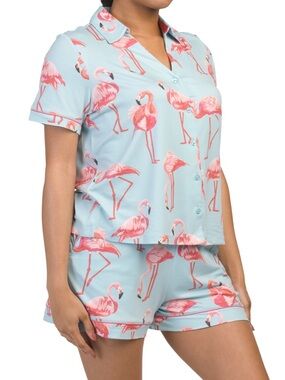 Women's Flamingo Print Pajama Set by Chelsea Peers
